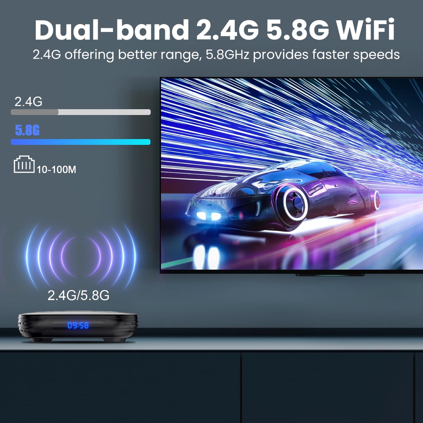 TV Box 12.0 4GB 64GB - 8K HDR10 BT5.0 USB 3D Ethernet with Mini Backlit Keyboard