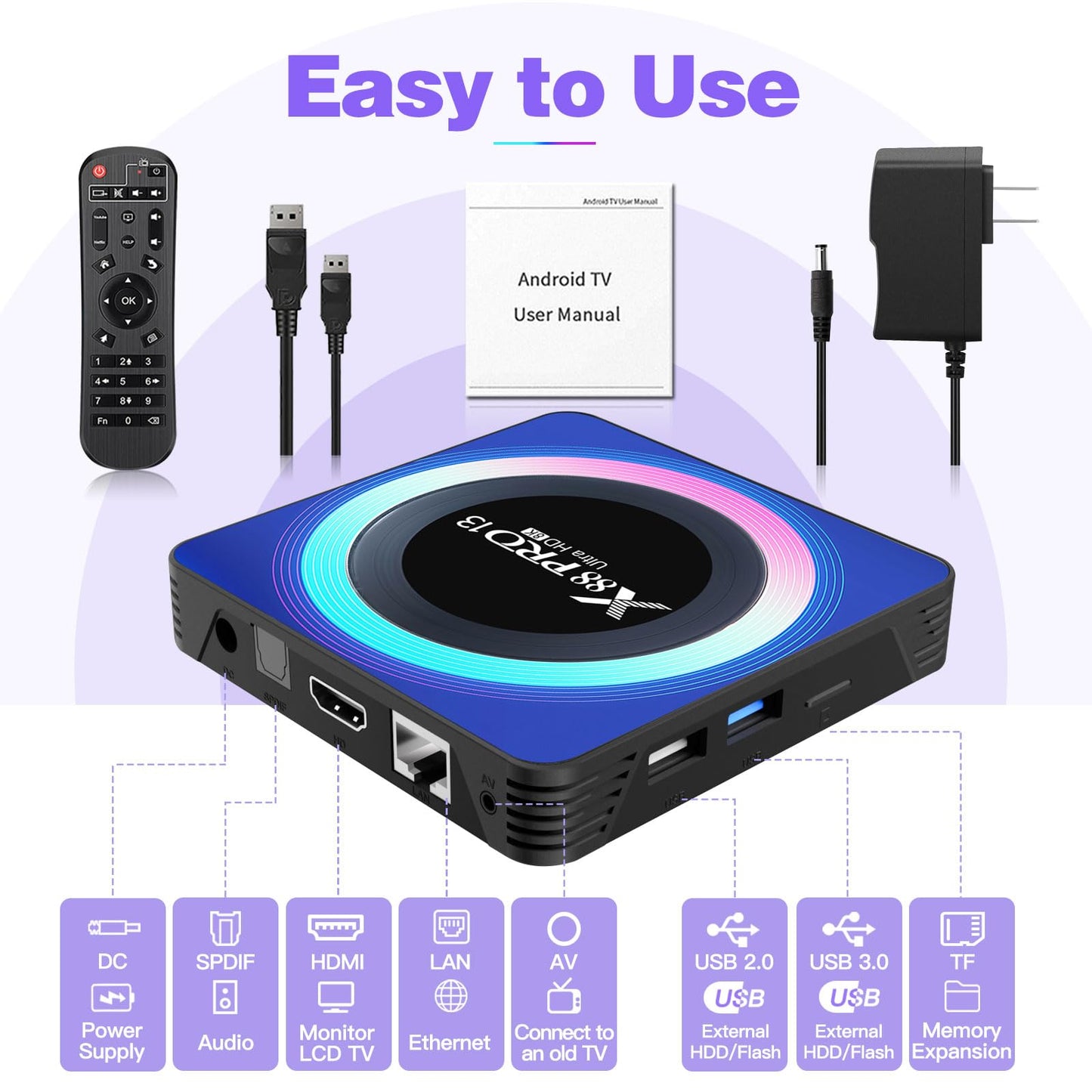 TV Box 13.0, 4GB+32GB, 6K/8K, Wi-Fi 6, X88PRO 13 (2025)
