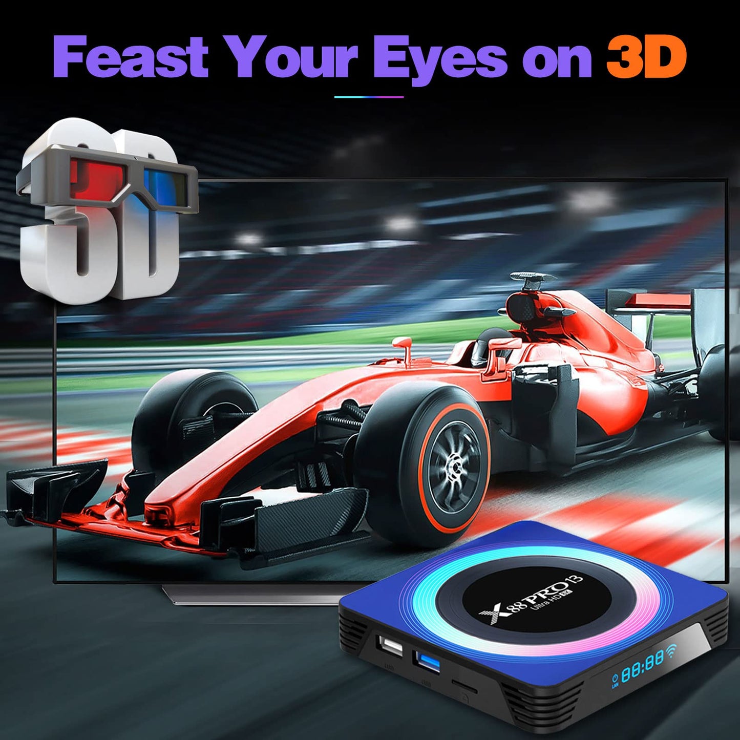 TV Box 13.0, 4GB+32GB, 6K/8K, Wi-Fi 6, X88PRO 13 (2025)