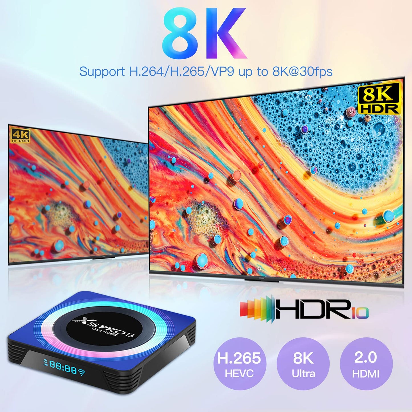 TV Box 13.0, 4GB+32GB, 6K/8K, Wi-Fi 6, X88PRO 13 (2025)